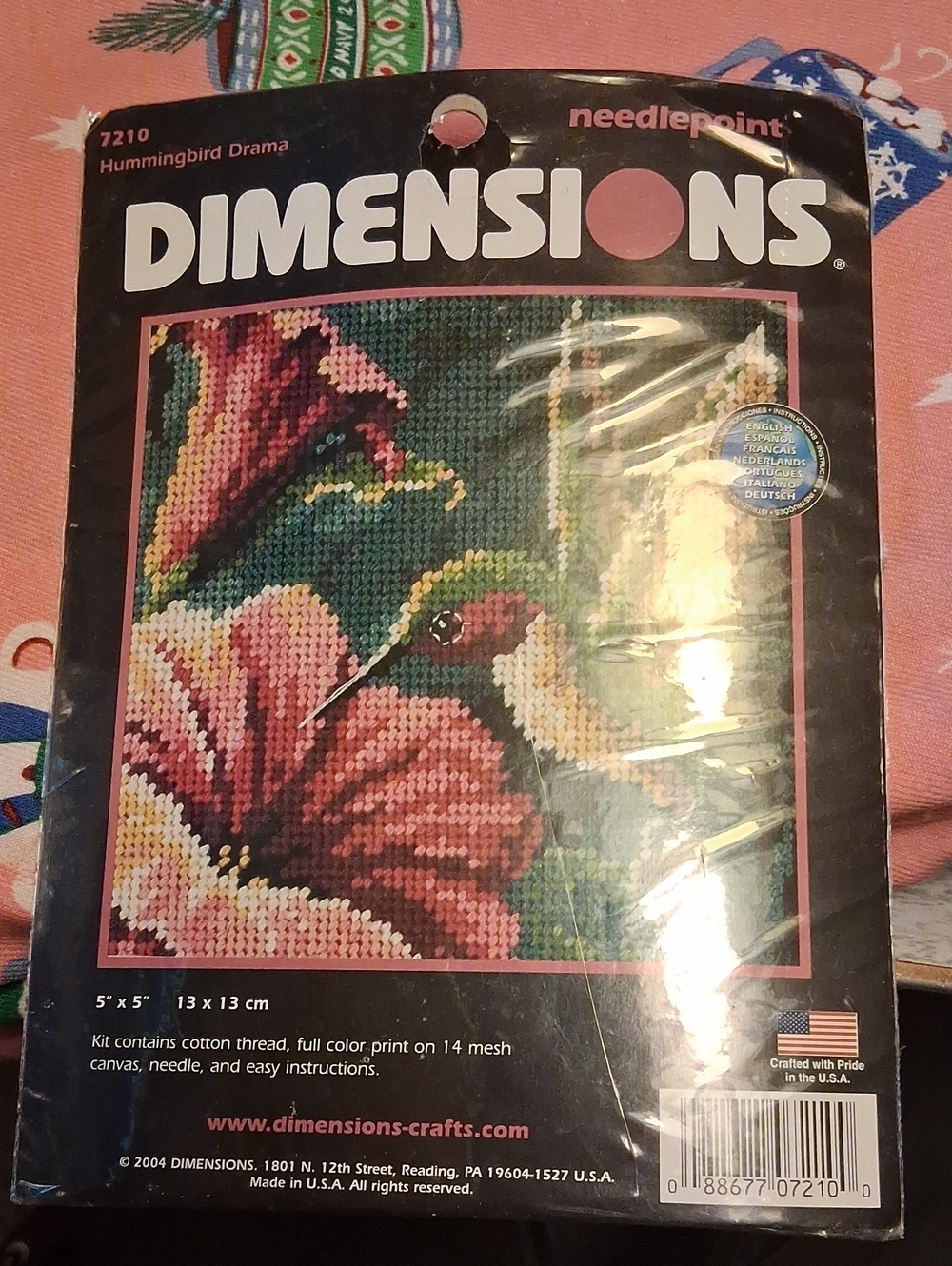Dimensions Needlepoint Hummingbird Wall Art Kit - Pink & Green